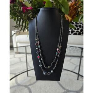 Peyote Bird Silver Colorful Stone Necklace NWT